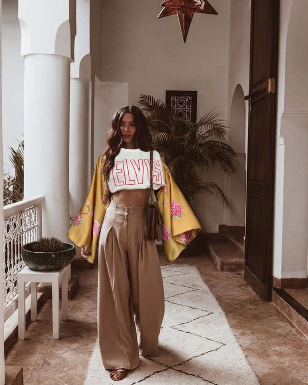 Elvis Bloom Gold Kimono Tee