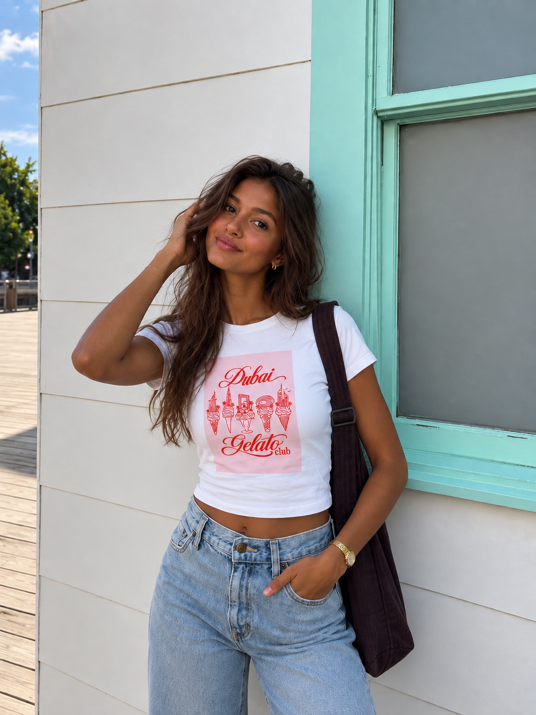 Dubai Gelato Club bamboo crop top by Teesing