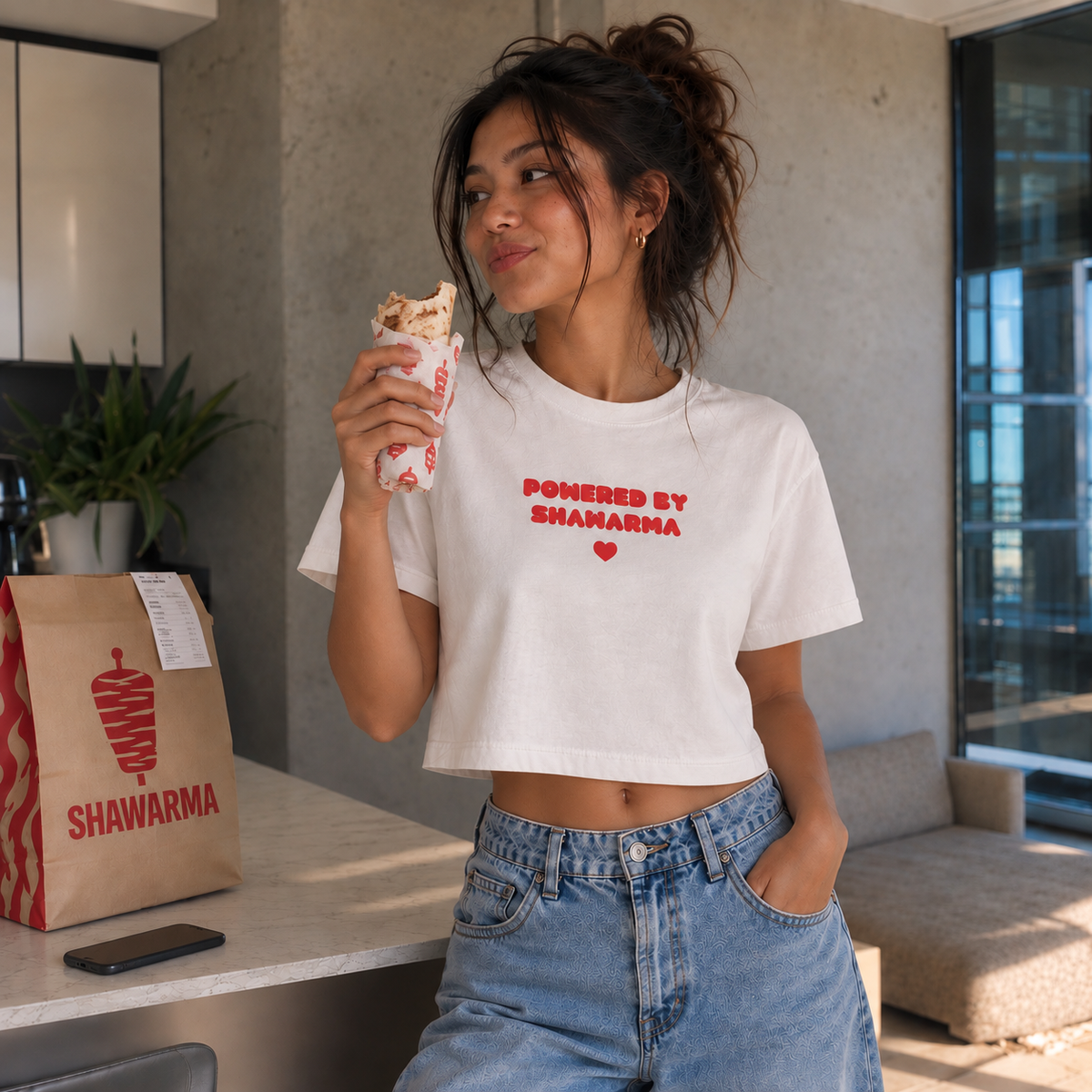 Powered by Shawarma bamboo crop top by Teesing, photo 1