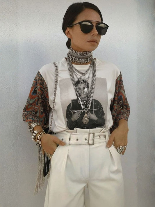 Elvis Mugshot vintage brocade kimono tee