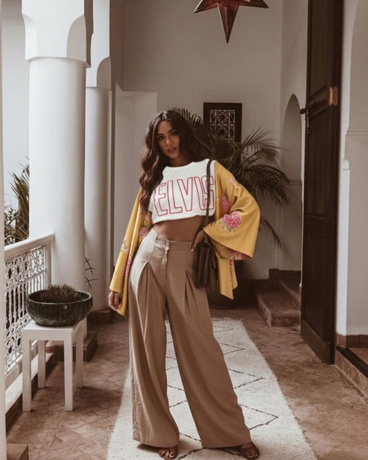 Elvis Bloom Gold Kimono Tee