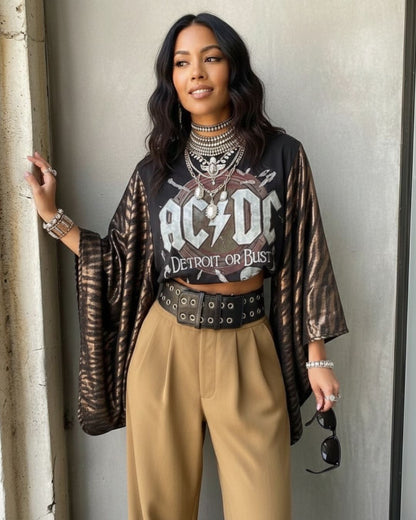 AC/DC Burnished Thunder Kimono Tee