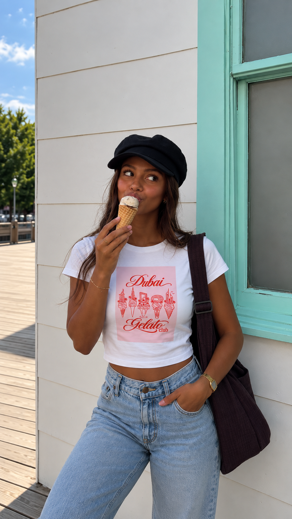 Dubai Gelato Club crop top, Dubai inspired bamboo tee by Teesing