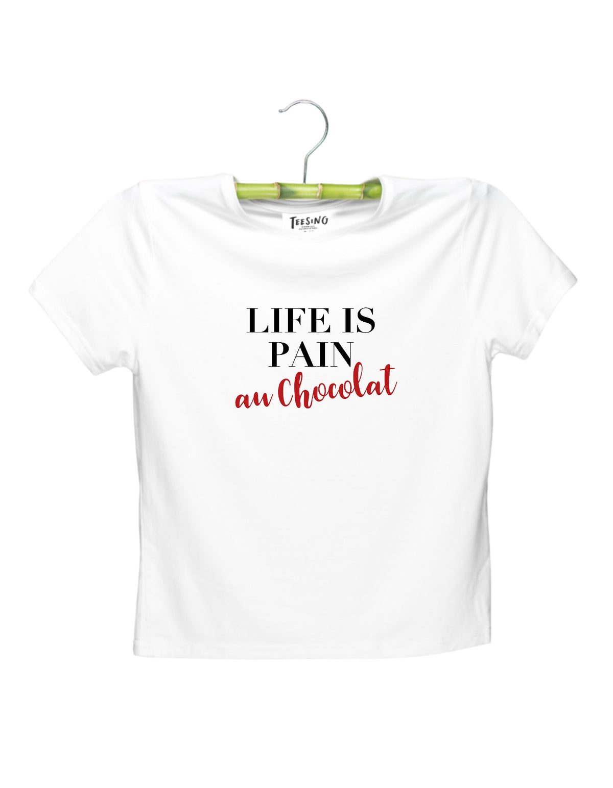 Life Is Pain au Chocolat bamboo crop top by Teesing, photo 1