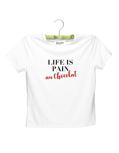 Life Is Pain au Chocolat bamboo crop top by Teesing, photo 1